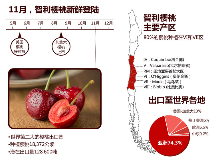 智利车厘子整箱装 约10斤/箱 j大果径 单果直径26-28mm