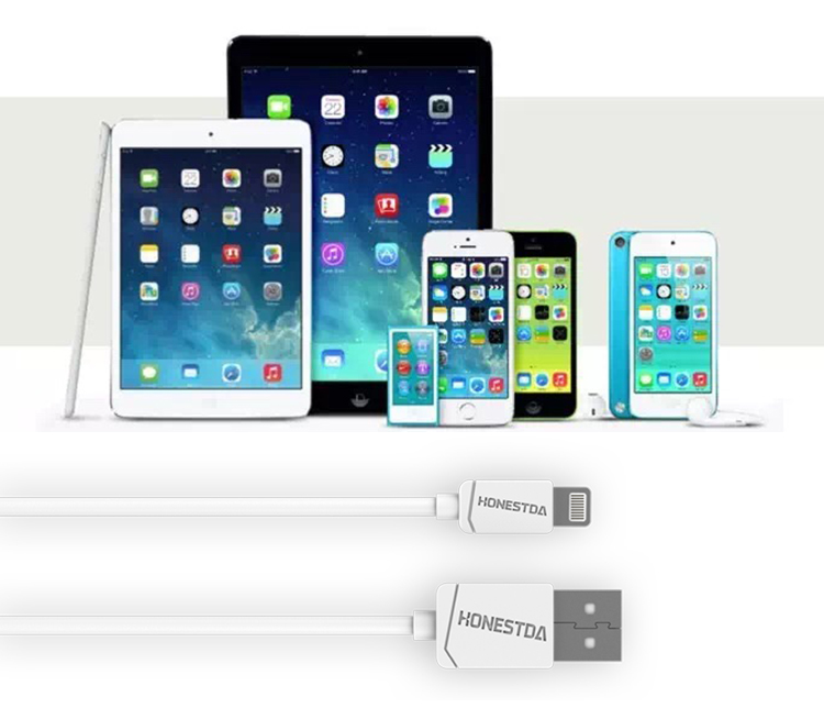 HONESTDA 苹果6接口100cm数据线 USB数据传输充电器线 iPhone6数据线 iPhone5s iPhone6s plus ipad4数据充电线  TL011 灰色